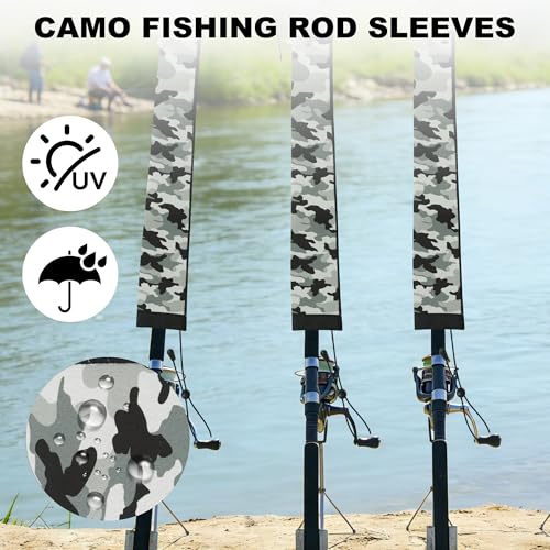 Neoprene Fishing Rod Sleeve Rod Socks for Casting (75" / 2-Light Green Camo)