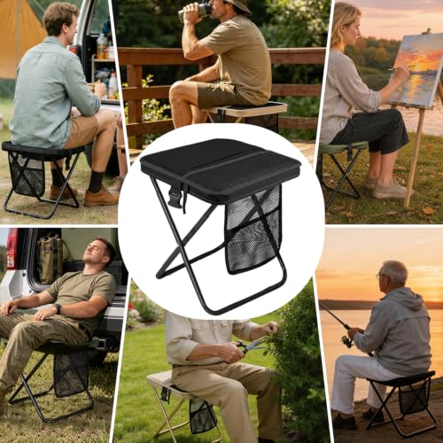 Foldable Backpack Stool for Adults (Black)
