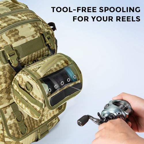 BaitSpace Line Bag Water Resistant Tackle Bag (C: Khaki Camo-Medium)