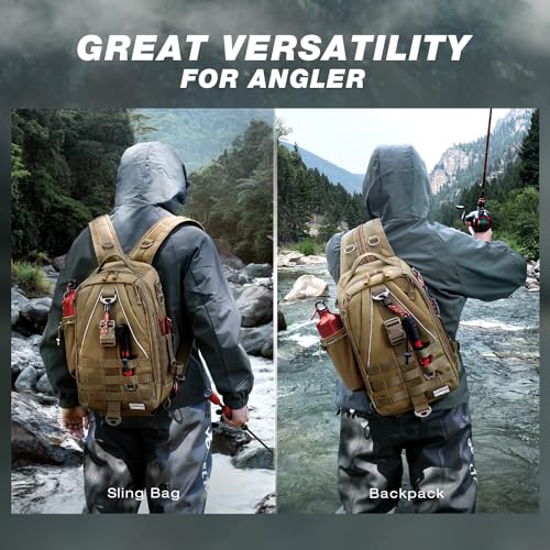 Fishing Backpack with Rod Holder (Khaki)