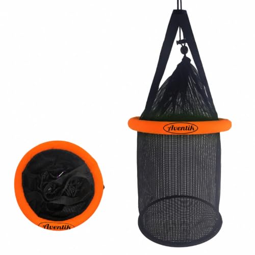 Floating Fish Basket Mesh Net Cage for Live Bait Storage Fish Raising Kayak Fishing Accessories 15.7in (5 GAL Orange-9.8*9.8*15.8inch)