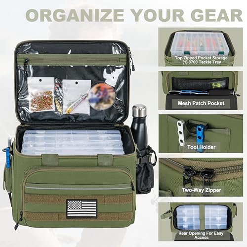 Fishing Tackle Bags (Olive Drab Green / S (Stores 6 Fishing Tackle Boxes))