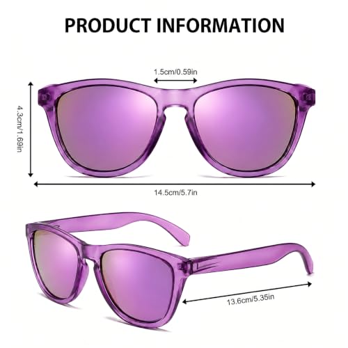 Polarized Sunglasses for Women and Men (Purple Frame / Purple Lens)