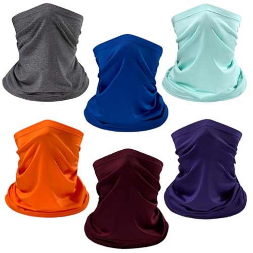 6 Pack UPF 50+ Neck Gaiter Breathable Quick Dry Outdoor Face Mask (6-pack: Collection G)
