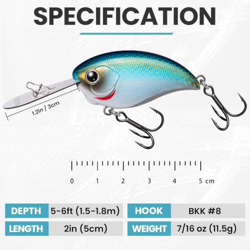 Metal Rounded Bill Crankbait Fishing Lures with BKK Hook (A1-2"-7/16oz)