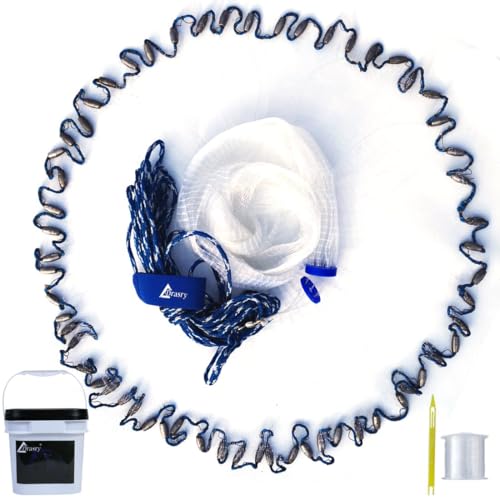 3 8 Saltwater Fishing Cast Net for Bait Trap with Heavy Lead Sinkers Fish Throw Net. Size 3ft (7FT (210cm) Radius / Lead Sinkers-3/8mesh-0.3mm Mono)