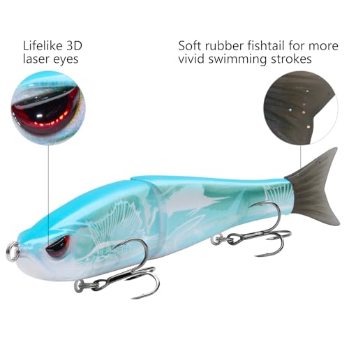 SwimShad Glide Baits Jointed Swimbait Bass Pike Salmon Trout Muskie Fishing Lure (Fish Camo / 7in/2.2oz)