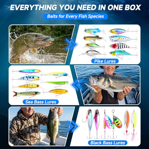 Fishing Lures Kit Tackle Box (143pcs Fishing Accessories Kit)