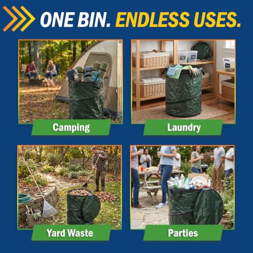 29.5 Gallon Pop up Outdoor Garbage Can Set (Green / 29.5-Gallon)