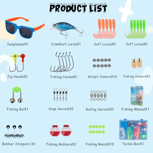 Kids Fishing Pole 2 Set (2 Pack(Pink+Blue) Pole Set with Sunglasses / 1.2M 3.9FT)