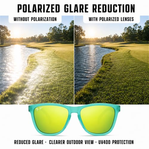 Polarized Golf Sunglasses and Hiking Sunglasses for Men Women (Green / Gold Mirror)
