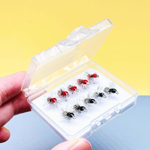 10Pc Hand Tied Fly Flies Fly Fishing Lure (Black&Red)