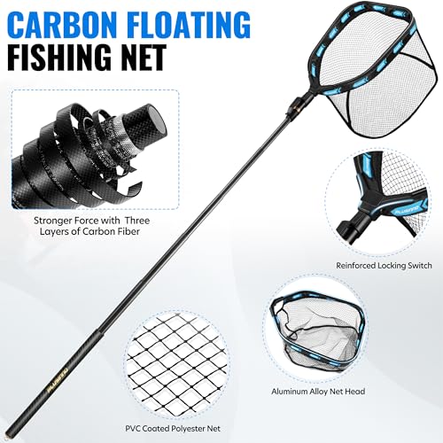 Long Fishing Net with Plier Lip Gripper Tools (7.86 Ft Full Length)