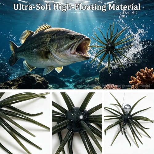 Bass Fishing Lures (B-10PCS 4.33in Dark Green)