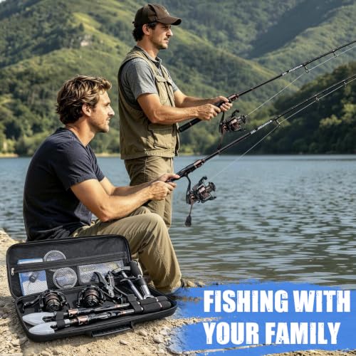 2PCS Fishing Pole Combo Telescopic Spinning Fishing Rod and Reel Combo