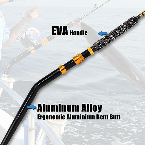 1 Piece Saltwater Offshore Trolling Rod 6 (6' - 1pc - 80-120lbs / Bent)
