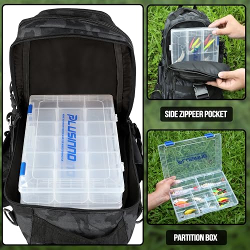 Fishing Backpack (Black Bag With 2 Boxes (No Rod))