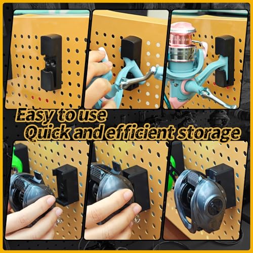 Fishing Rod Holder for Garage Fishing Pole Holders Fishing Rod Rack Vertical Wall (Black 2 pairs With 2 Type reel rack)