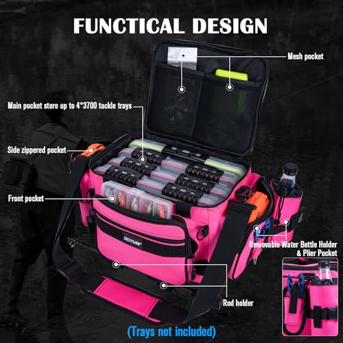 Fishing Tackle Bag (A3:Pink(Without Trays-17.72"x11.81"x9.45") / Medium)