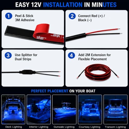 12V Green Boat LED Strip Lights