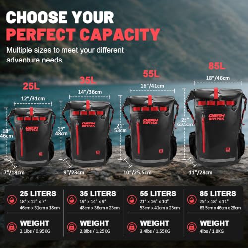 Waterproof Dry Bag Backpack 25L (Black Red / 35L)