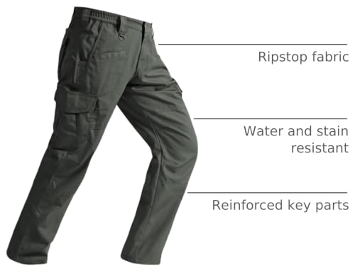 Mens Tactical Pants Ripstop Cargo Work Pants with 9 Pockets Water Resistant Breathable Hiking Construction Pants