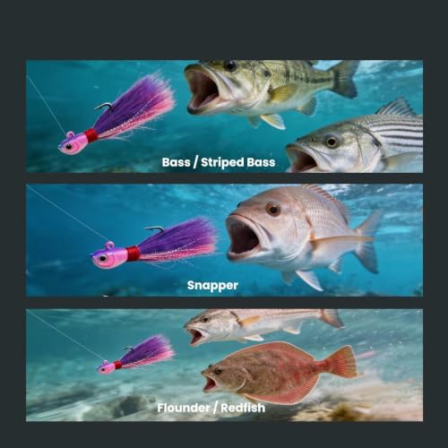 Bucktail Jigs 3Pcs Hair Jig Lure Hooks (white / 1oz_3pcs)