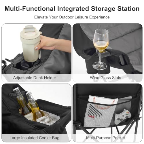 Heavy Duty Padded Camping Chair for Adults (Blackgrey / 1 Pack)