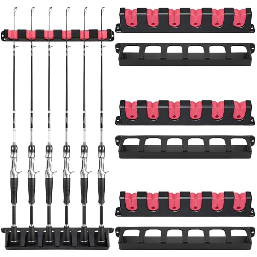 3 Set Fishing Rod Holders for Garage Wall Mount Pole Racks (Vertical)