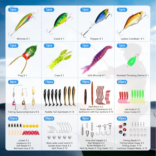 153Pcs Fishing Lures Tackle Box Kit (F4-153pcs Fishing Lure Kit)