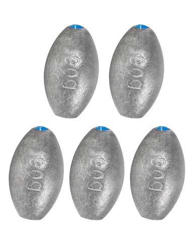 Egg Sinkers Fishing Weights Oval Shaped Fishing Sinkers Lead Fishing Sinker for Saltwater Fishing (#8 3oz, 5pcs)