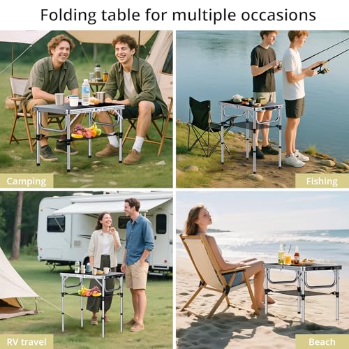 2ft Folding Camping Table (Black / 24" x 16" x 26.3")