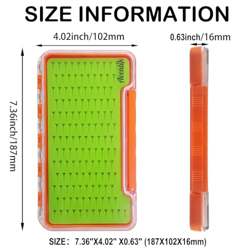 Clear Waterproof Fly Fishing Box Super Slim Silicone Fly Hook Storage Case Pocket Size Tackle Box Light Weight (2xOrange-7.36"X4.02"X0.63")