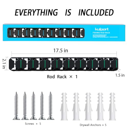 Vertical Fishing Rod Holder Wall Mount (Z- Green 1-Pack)