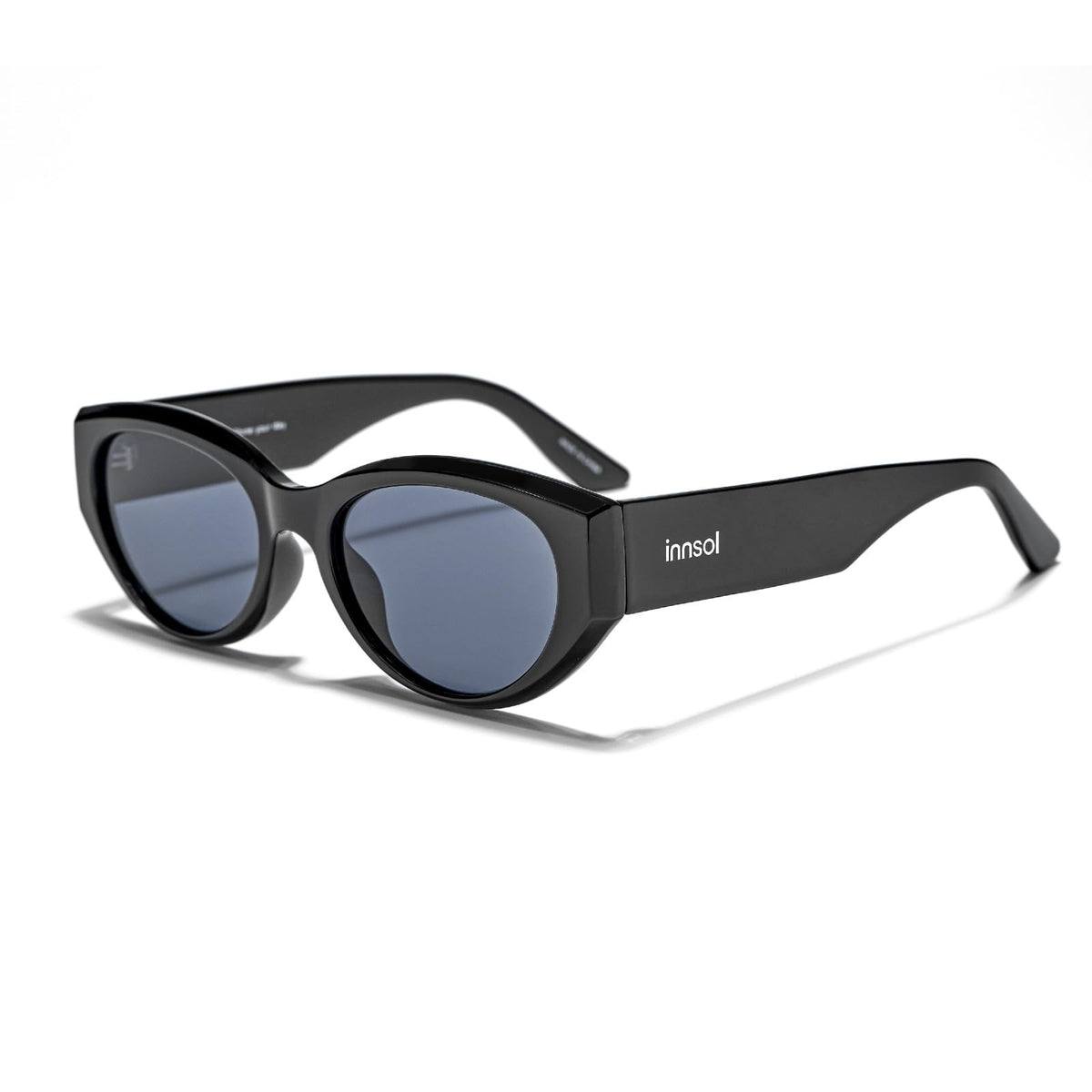 Modern Edgy Cat Eye Sunglasses for Women (Gloss Black/Gray)