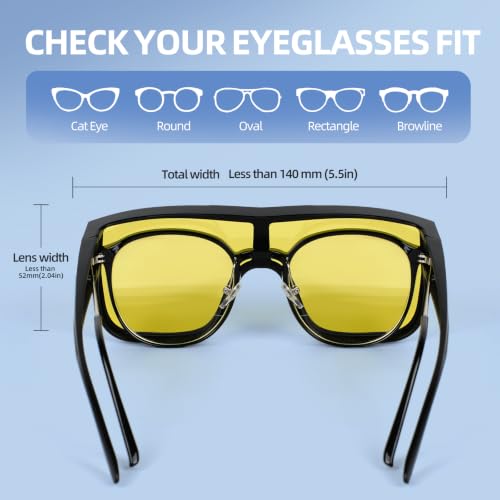 Polarized Fit Over Glasses Sunglasses for Men Women UV Protection (05-yellow)