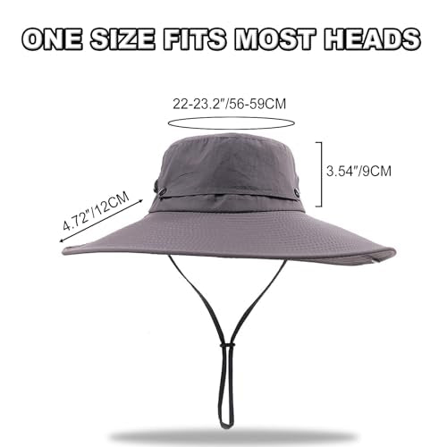 Fishing Sun Hat for Men UPF 50+ Wide Brim Boonie Hats for Summer (Dark Gray)
