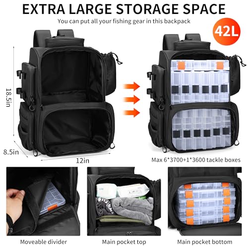 Fishing Tackle Backpack with Rod Holders