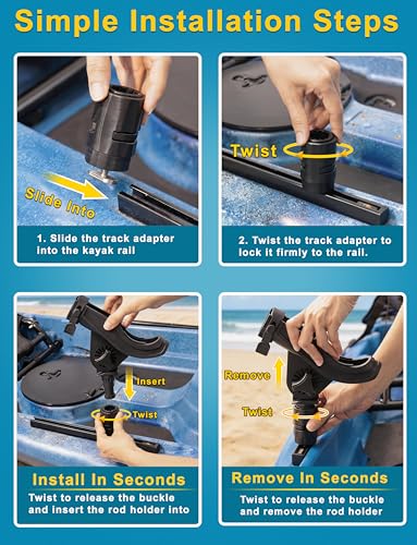 Kayak Track Fishing Rod Holder with Twist