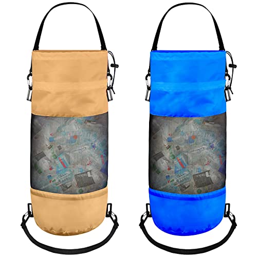 2 Pack Boat Trash Bag Mesh Garbage Holder (Khaki, Blue)
