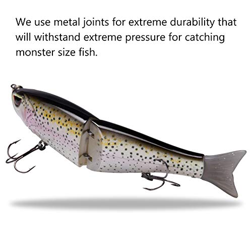 SwimShad Glide Baits Jointed Swimbait Bass Pike Salmon Trout Muskie Fishing Lure (Rainbow Trout / 4.5in/0.65oz)