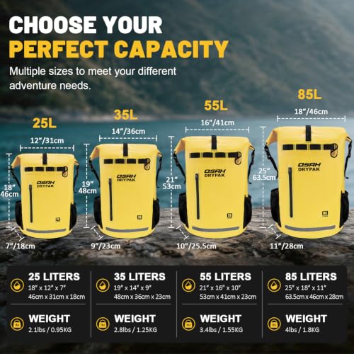 Waterproof Dry Bag Backpack 25L (Yellow / 55L)