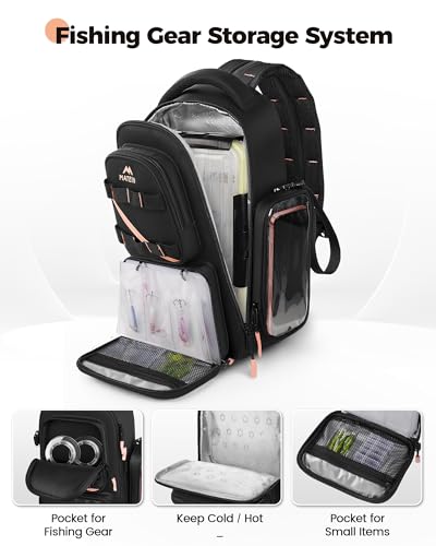 Fishing Tackle Bag (Black-pink(2 Tackle Boxes Included) / 14.1 X 8.7 X 5.7 inches)