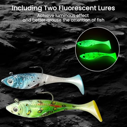 6 pcs Jig Head Soft Fishing Lures (6 pcs Paddle Tail Soft Lures)