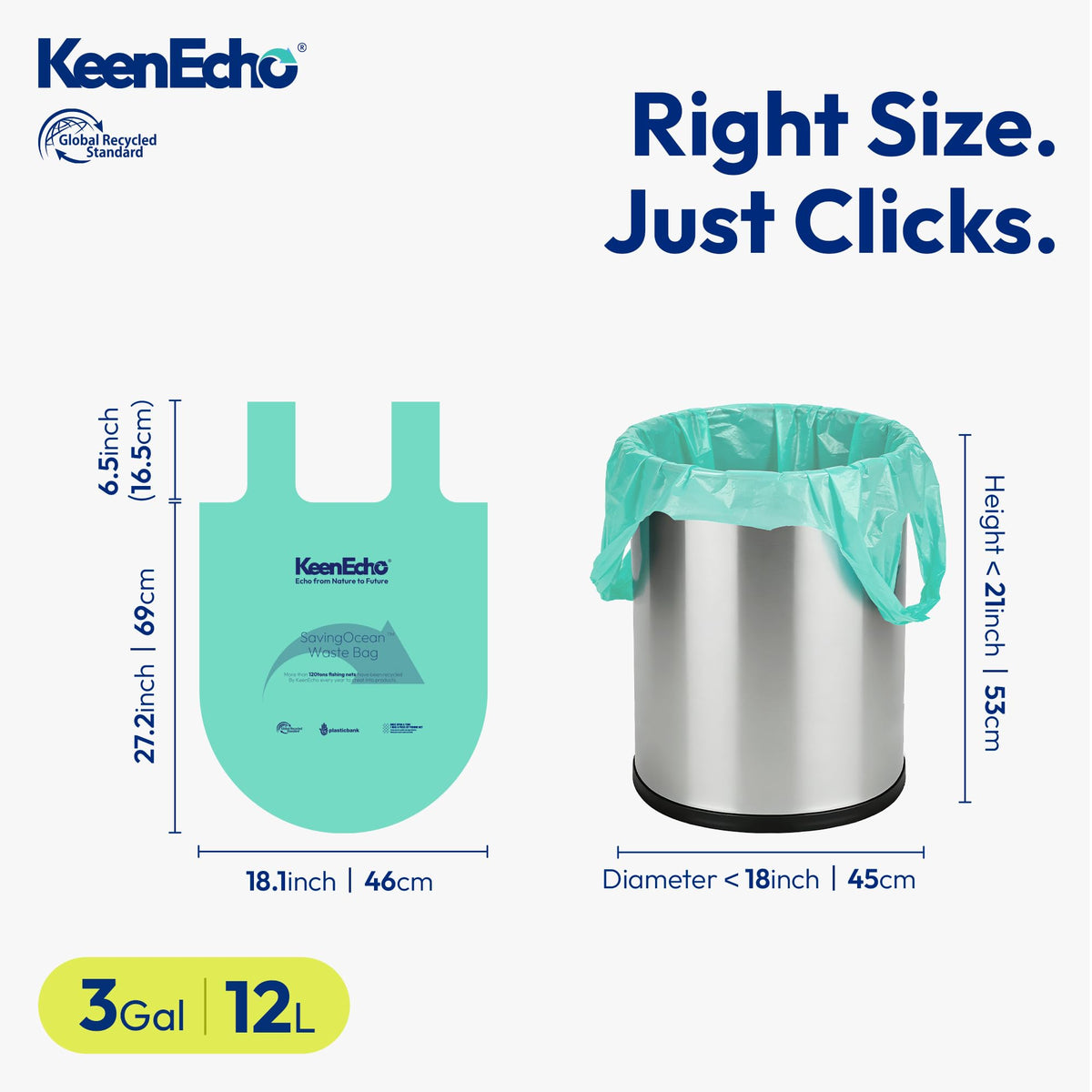3 Gallon 200 Counts Small Green Trash Bags with Handle (Green 3 Gal / 1 Dispenser Box(4 Rolls))