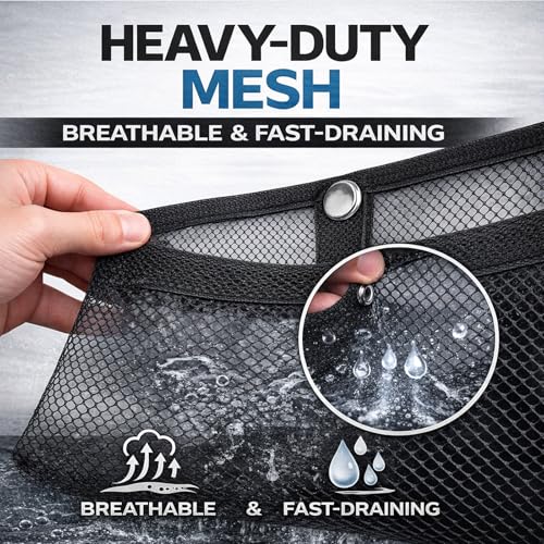 Marine Mesh Double Pocket Boat Gear Storage Bag (Black / Large)