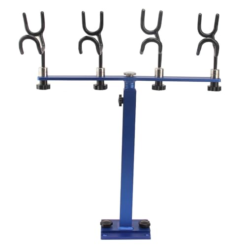 360 Degree Rotation & Adjustable Height Fishing Rod Holder with 4 Head (Blue)