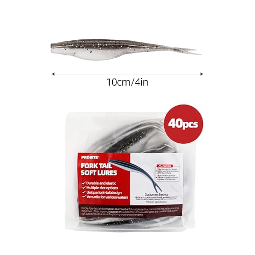 Fork Tail Soft Lures (4 Inch-40pcs / Smokin Shad)