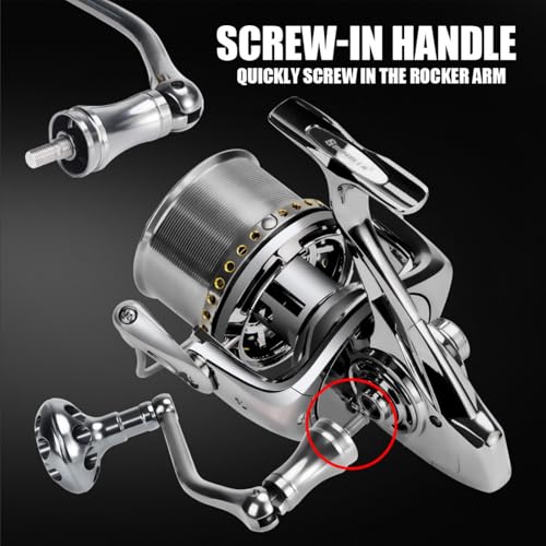 Heavy Duty Spinning Reel Metal Body with CNC Machined Spool 55LB Max Drag 8+1 BB Ultra Smooth 4.6 (MQ8000 / Large)