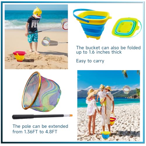 2PCS Fishing Net with Bucket (Red + Yellow)